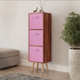 Teak 3-Tier 3-Drawer Cube Shelving Unit with Scandinavian Legs