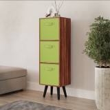 Teak 3-Tier 3-Drawer Cube Shelving Unit with Scandinavian Legs