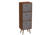 Teak 3-Tier 3-Drawer Cube Shelving Unit with Scandinavian Legs