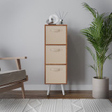 Teak 3-Tier 3-Drawer Cube Shelving Unit with Scandinavian Legs
