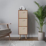 Teak 3-Tier 3-Drawer Cube Shelving Unit with Scandinavian Legs