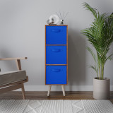 Teak 3-Tier 3-Drawer Cube Shelving Unit with Scandinavian Legs