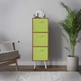 Teak 3-Tier 3-Drawer Cube Shelving Unit with Scandinavian Legs