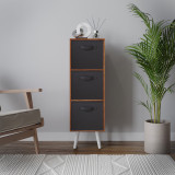 Teak 3-Tier 3-Drawer Cube Shelving Unit with Scandinavian Legs