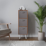 Teak 3-Tier 3-Drawer Cube Shelving Unit with Scandinavian Legs