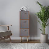 Teak 3-Tier 3-Drawer Cube Shelving Unit with Scandinavian Legs