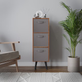 Teak 3-Tier 3-Drawer Cube Shelving Unit with Scandinavian Legs