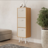 Beech 3-Tier 3-Drawer Cube Shelving Unit with Scandinavian Legs