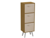 Beech 3-Tier 3-Drawer Cube Shelving Unit with Scandinavian Legs