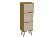 Beech 3-Tier 3-Drawer Cube Shelving Unit with Scandinavian Legs