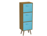 Beech 3-Tier 3-Drawer Cube Shelving Unit with Scandinavian Legs