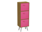 Beech 3-Tier 3-Drawer Cube Shelving Unit with Scandinavian Legs