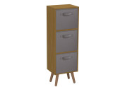 Beech 3-Tier 3-Drawer Cube Shelving Unit with Scandinavian Legs