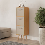 Beech 3-Tier 3-Drawer Cube Shelving Unit with Scandinavian Legs