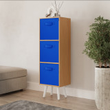 Beech 3-Tier 3-Drawer Cube Shelving Unit with Scandinavian Legs