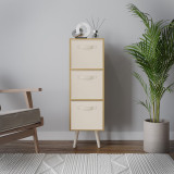 Beech 3-Tier 3-Drawer Cube Shelving Unit with Scandinavian Legs