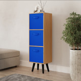Beech 3-Tier 3-Drawer Cube Shelving Unit with Scandinavian Legs