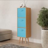 Beech 3-Tier 3-Drawer Cube Shelving Unit with Scandinavian Legs