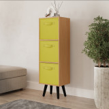 Beech 3-Tier 3-Drawer Cube Shelving Unit with Scandinavian Legs