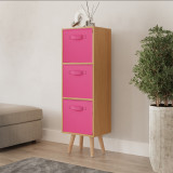 Beech 3-Tier 3-Drawer Cube Shelving Unit with Scandinavian Legs