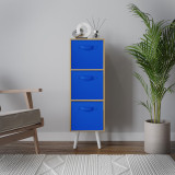 Beech 3-Tier 3-Drawer Cube Shelving Unit with Scandinavian Legs