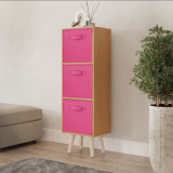 Beech 3-Tier 3-Drawer Cube Shelving Unit with Scandinavian Legs