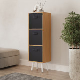 Beech 3-Tier 3-Drawer Cube Shelving Unit with Scandinavian Legs