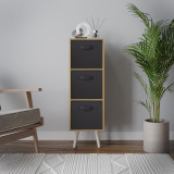 Beech 3-Tier 3-Drawer Cube Shelving Unit with Scandinavian Legs