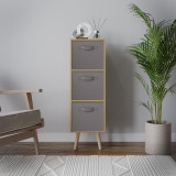 Beech 3-Tier 3-Drawer Cube Shelving Unit with Scandinavian Legs