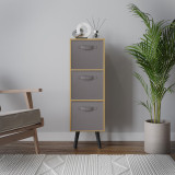 Beech 3-Tier 3-Drawer Cube Shelving Unit with Scandinavian Legs