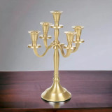 5-Arm Gold Candelabra – Wedding Table Candle Holder