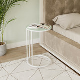 C-Shape Glass Top Side Table