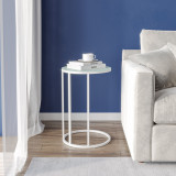 C-Shape Glass Top Side Table