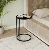 C-Shape Glass Top Side Table