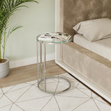 C-Shape Glass Top Side Table