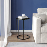 C-Shape Glass Top Side Table