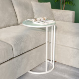 C-Shape Glass Top Side Table