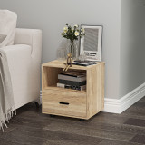 ALMARI Wood Effect Bedside Table Nightstand With Drawers