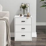 White 3-Drawer Bedside Table