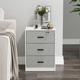 White 3-Drawer Bedside Table