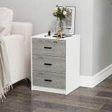 White 3-Drawer Bedside Table