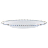 Rim Clear Charger Plates with Metallic Beaded Rim