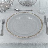 Rim Clear Charger Plates with Metallic Beaded Rim