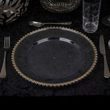 Rim Clear Charger Plates with Metallic Beaded Rim