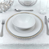 Rim Clear Charger Plates with Metallic Beaded Rim