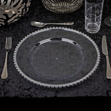 Rim Clear Charger Plates with Metallic Beaded Rim