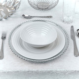 Rim Clear Charger Plates with Metallic Beaded Rim