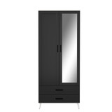 2-Door 2-Drawer Mirror Wardrobe with Legs