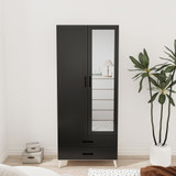 2-Door 2-Drawer Mirror Wardrobe with Legs