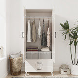 2-Door 2-Drawer Mirror Wardrobe with Legs